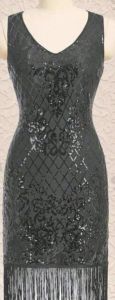 Adult Female Costumes to Hire - GATSBY FLAPPER DRESS - BLACK - MEDIUM